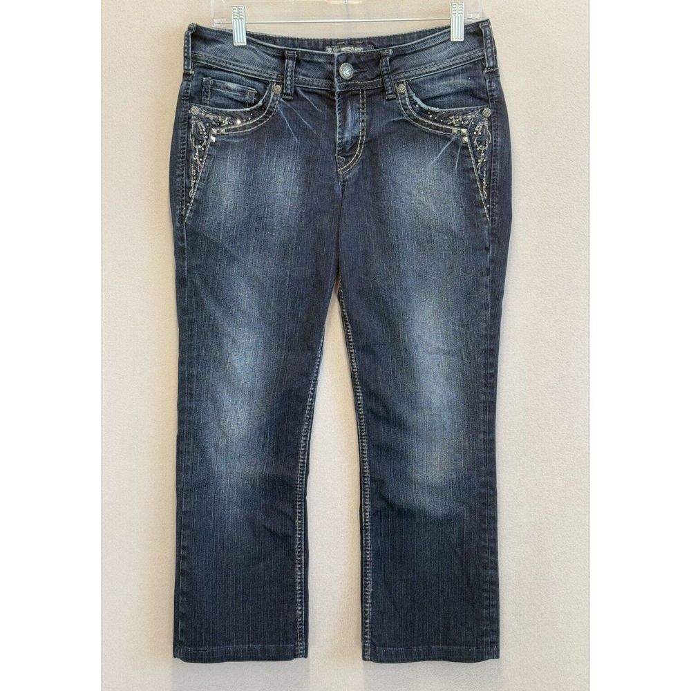 Silver Jeans Women's Sz 29x33 Suki 17" Embellished Pockets Western Cowgirl Wear‎